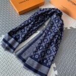 Louis Vuitton Since 1854 Monogram Shawl Scarf MP2821 Blue 56in/142cm 