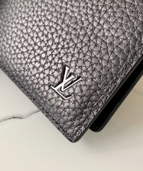 1:1 Replica Louis Vuitton Slender Wallet Taiga Black For Men, Men's Wallet 4.3in/11cm LV M30539