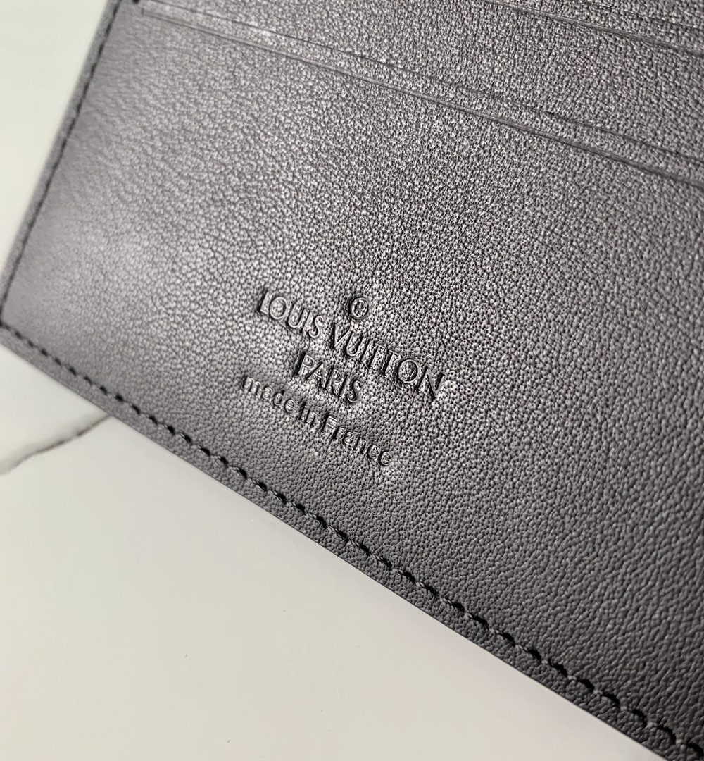 1:1 Replica Louis Vuitton Slender Wallet Taiga Black For Men, Men's Wallet 4.3in/11cm LV M30539