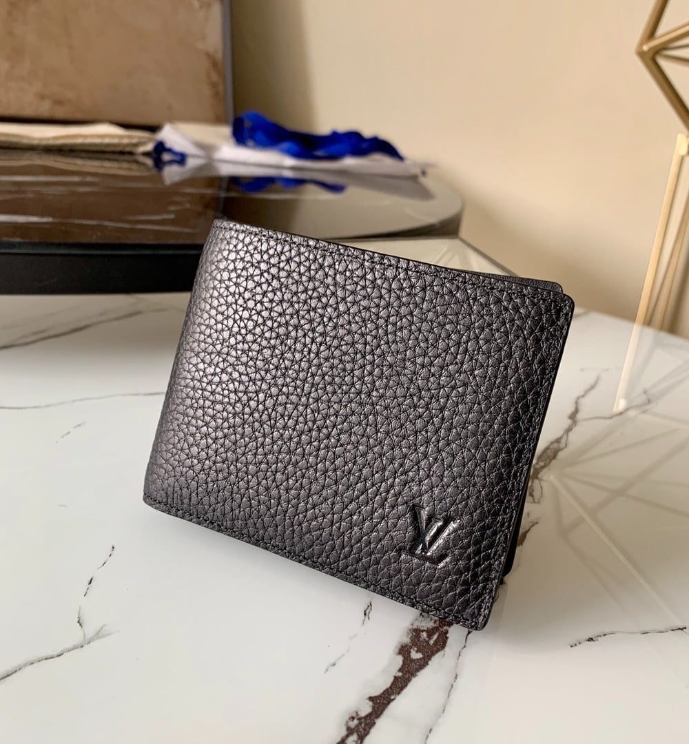1:1 Replica Louis Vuitton Slender Wallet Taiga Black For Men, Men's Wallet 4.3in/11cm LV M30539