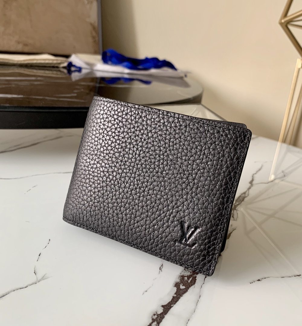 1:1 Replica Louis Vuitton Slender Wallet Taiga Black For Men, Men's Wallet 4.3in/11cm LV M30539