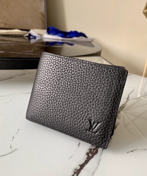 1:1 Replica Louis Vuitton Slender Wallet Taiga Black For Men, Men's Wallet 4.3in/11cm LV M30539