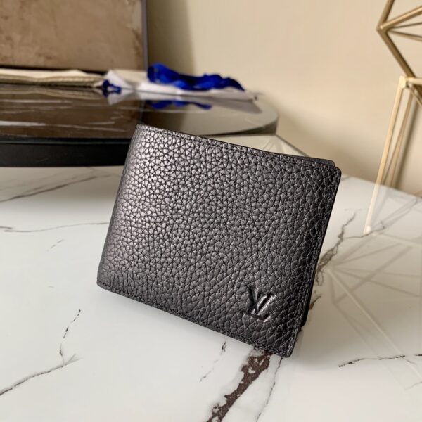 Louis Vuitton Slender Wallet Taiga Black For Men, Men's Wallet 4.3in/11cm LV M30539