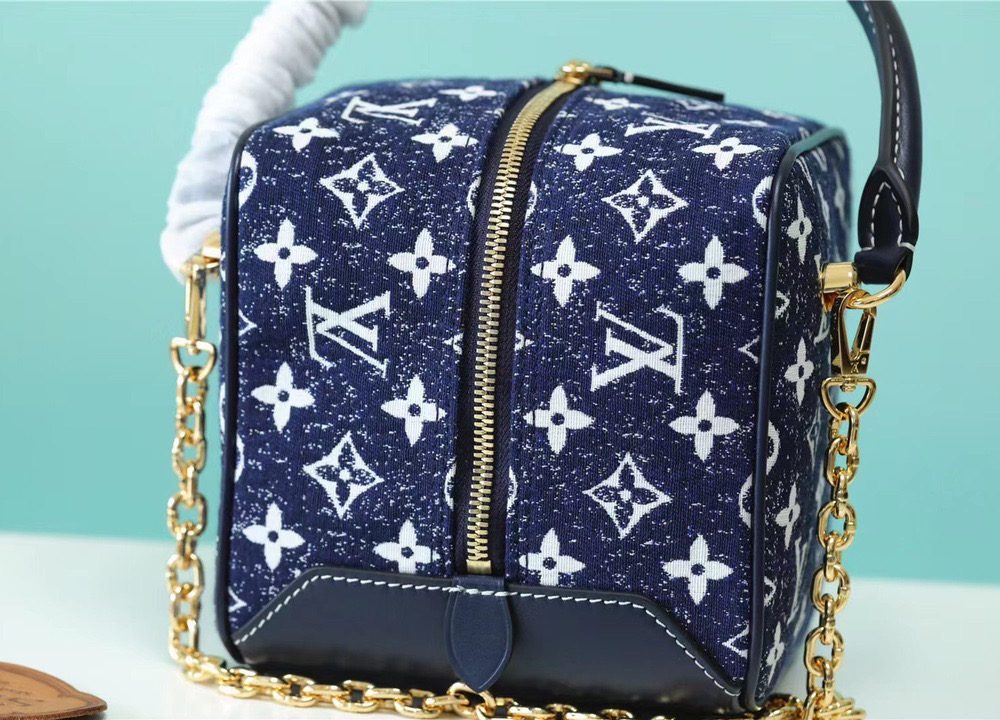 1:1 Replica Louis Vuitton Square Bag Jacquard Denim By Nicolas Ghesquiere Black For Women, Women's Bags, Shoulder And Crossbody Bags 6.3in/16cm LV