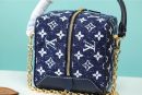 1:1 Replica Louis Vuitton Square Bag Jacquard Denim By Nicolas Ghesquiere Black For Women, Women's Bags, Shoulder And Crossbody Bags 6.3in/16cm LV