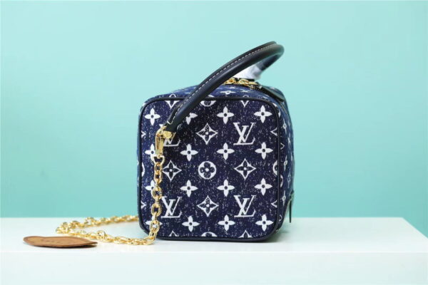 Louis Vuitton Square Bag Jacquard Denim By Nicolas Ghesquiere Black For Women, Women's Bags, Shoulder And Crossbody Bags 6.3in/16cm LV