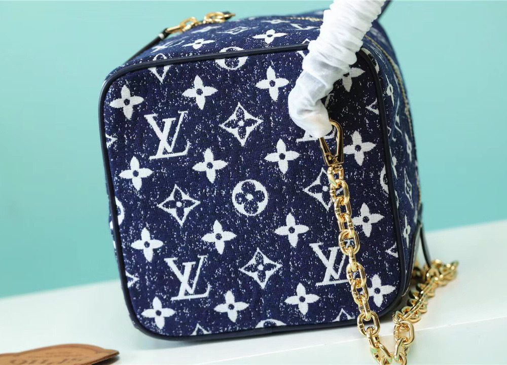 1:1 Replica Louis Vuitton Square Bag Jacquard Denim By Nicolas Ghesquiere Black For Women, Women's Bags, Shoulder And Crossbody Bags 6.3in/16cm LV