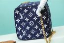 1:1 Replica Louis Vuitton Square Bag Jacquard Denim By Nicolas Ghesquiere Black For Women, Women's Bags, Shoulder And Crossbody Bags 6.3in/16cm LV