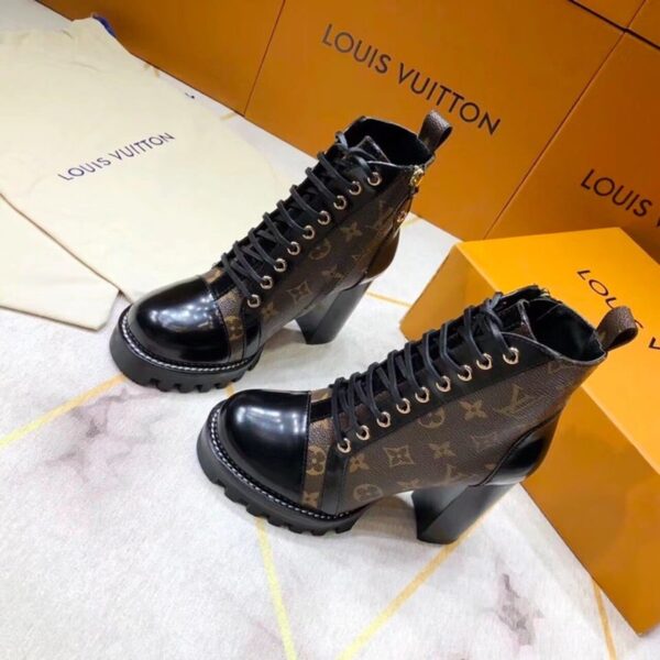 Louis Vuitton Star Trail Ankle Boot Patent Monogram Material Black For Women LV 1A2Y7P