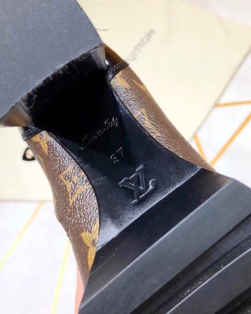 Louis Vuitton Star Trail Ankle Boot Patent Monogram Material Black For Women LV 1A2Y7P