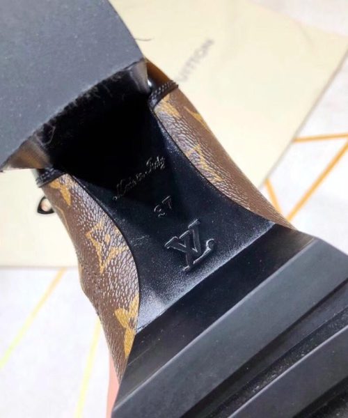 Louis Vuitton Star Trail Ankle Boot Patent Monogram Material Black For Women LV 1A2Y7P