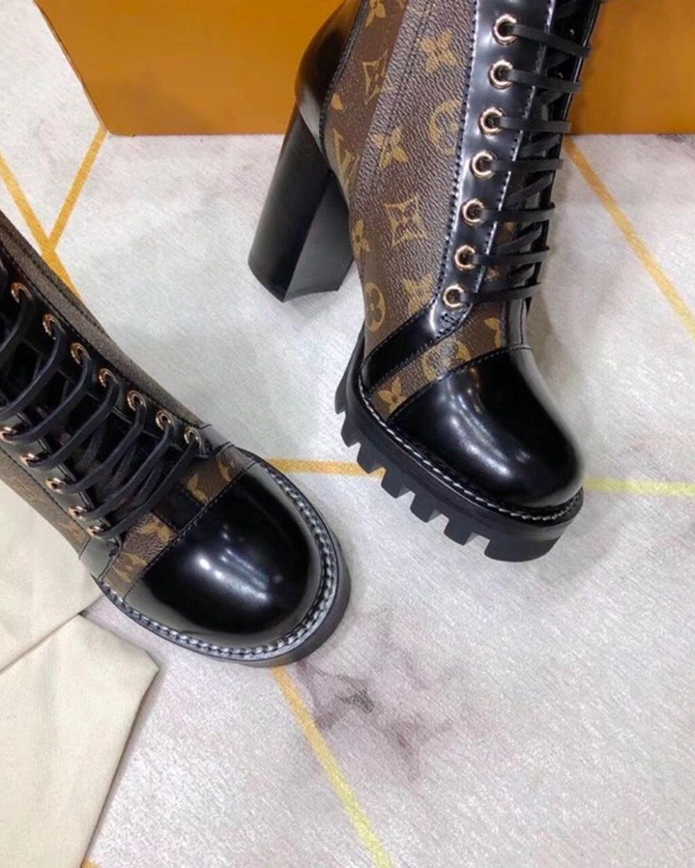 Louis Vuitton Star Trail Ankle Boot Patent Monogram Material Black For Women LV 1A2Y7P