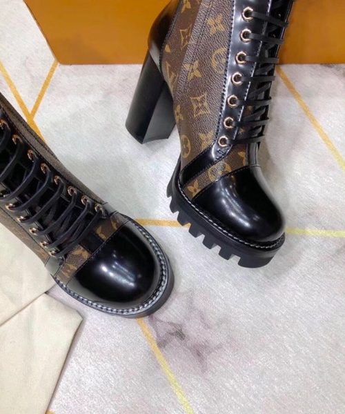 Louis Vuitton Star Trail Ankle Boot Patent Monogram Material Black For Women LV 1A2Y7P