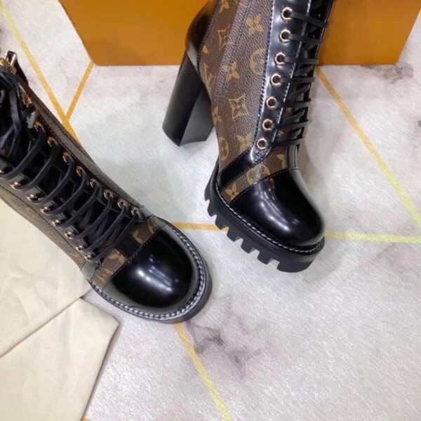 Louis Vuitton Star Trail Ankle Boot Patent Monogram Material Black For Women LV 1A2Y7P