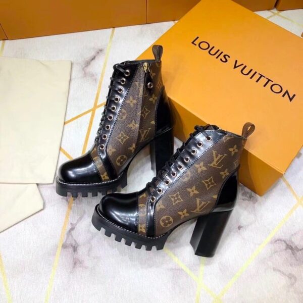 Louis Vuitton Star Trail Ankle Boot Patent Monogram Material Black For Women LV 1A2Y7P