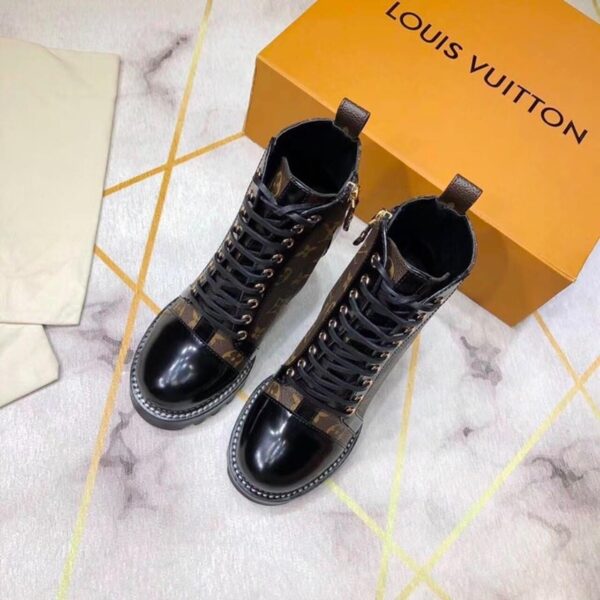 Louis Vuitton Star Trail Ankle Boot Patent Monogram Material Black For Women LV 1A2Y7P