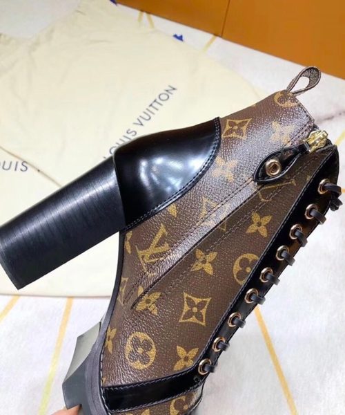Louis Vuitton Star Trail Ankle Boot Patent Monogram Material Black For Women LV 1A2Y7P