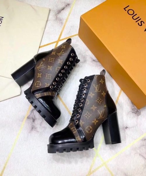 Louis Vuitton Star Trail Ankle Boot Patent Monogram Material Black For Women LV 1A2Y7P