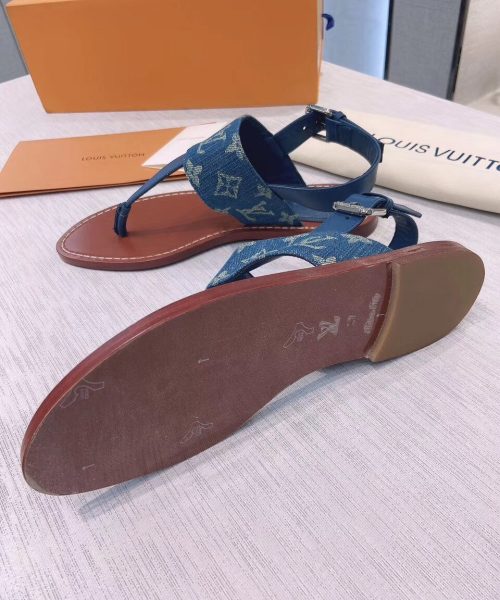 Louis Vuitton Starboard Flat Thong Sandal Monogram Denim Blue For Women LV 1A7RDP