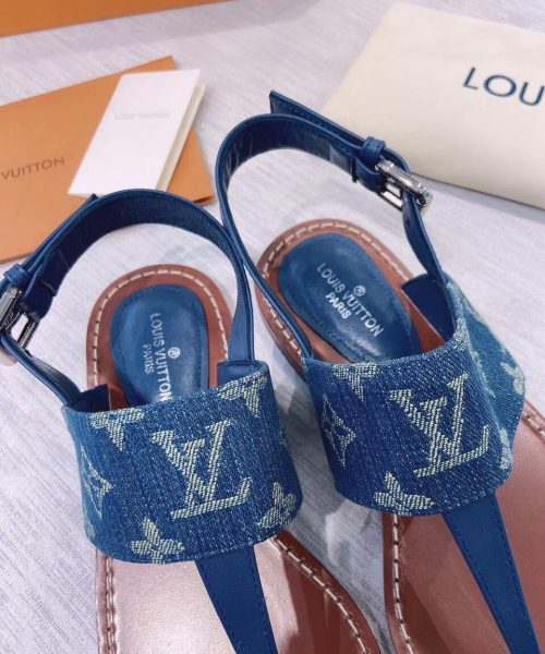 Louis Vuitton Starboard Flat Thong Sandal Monogram Denim Blue For Women LV 1A7RDP