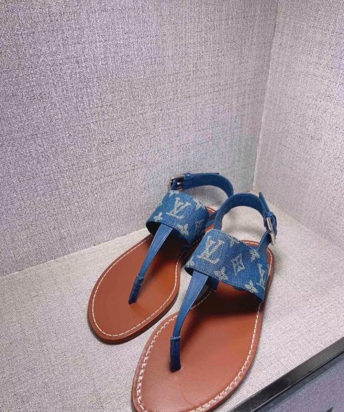 Louis Vuitton Starboard Flat Thong Sandal Monogram Denim Blue For Women LV 1A7RDP