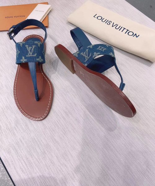 Louis Vuitton Starboard Flat Thong Sandal Monogram Denim Blue For Women LV 1A7RDP