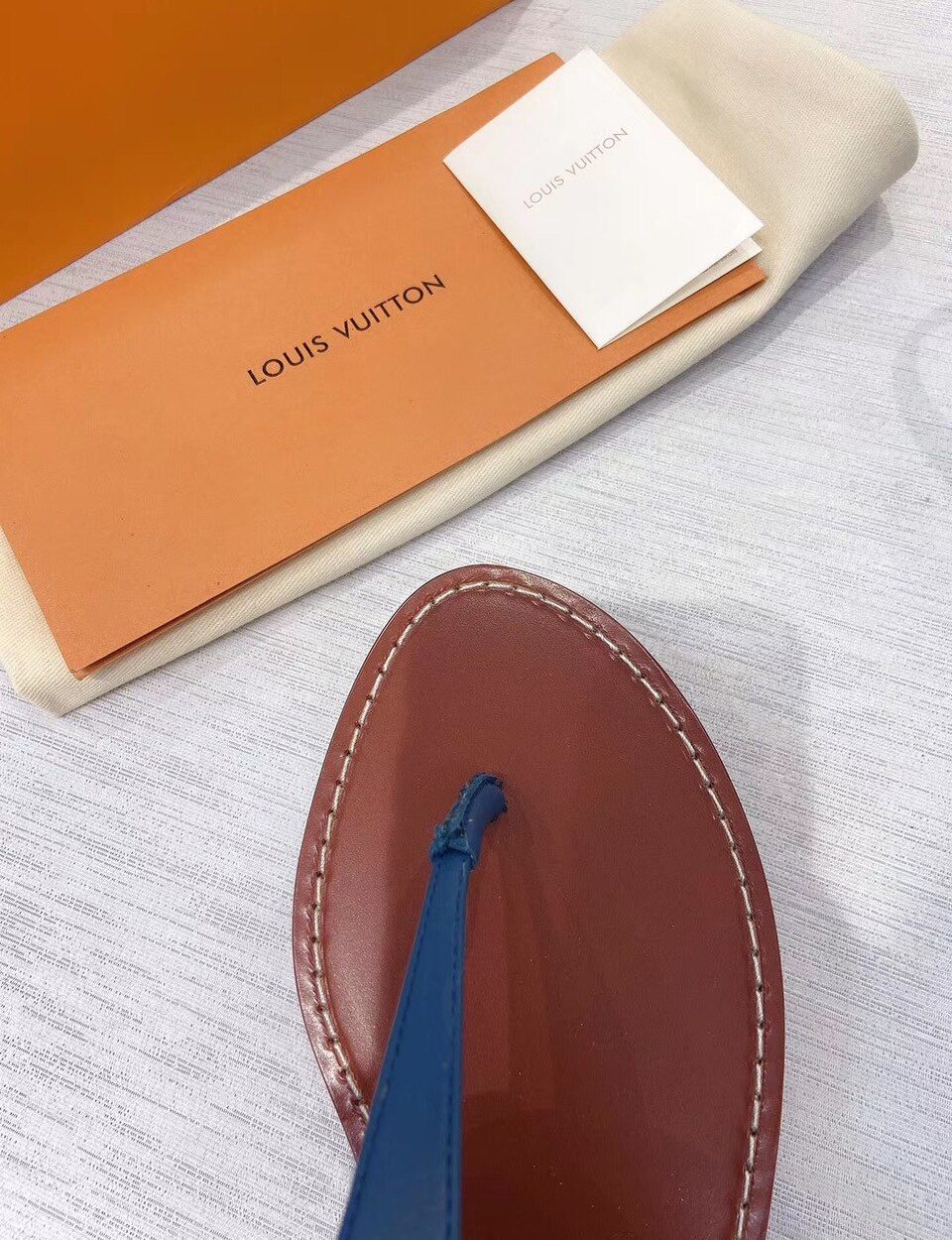 Louis Vuitton Starboard Flat Thong Sandal Monogram Denim Blue For Women LV 1A7RDP