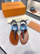 Louis Vuitton Starboard Flat Thong Sandal Monogram Denim Blue For Women LV