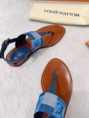 Louis Vuitton Starboard Flat Thong Sandal Monogram Denim Blue For Women LV