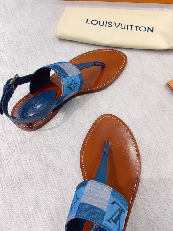 Louis Vuitton Starboard Flat Thong Sandal Monogram Denim Blue For Women LV