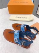 Louis Vuitton Starboard Flat Thong Sandal Monogram Denim Blue For Women LV