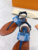 Louis Vuitton Starboard Flat Thong Sandal Monogram Denim Blue For Women LV