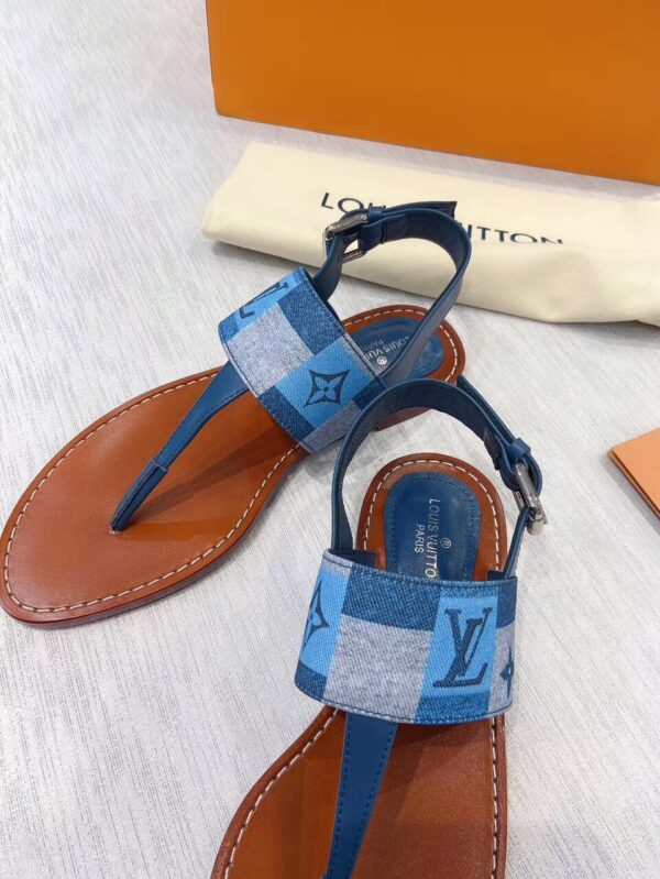 Louis Vuitton Starboard Flat Thong Sandal Monogram Denim Blue For Women LV