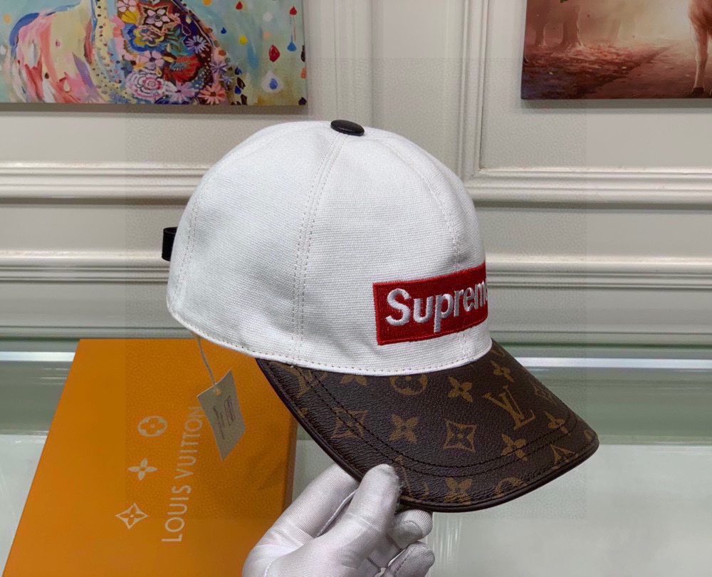 Louis Vuitton Supreme Cap White LV Cap