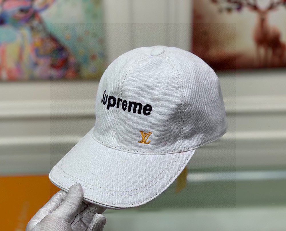Louis Vuitton Supreme Cap White LV Cap
