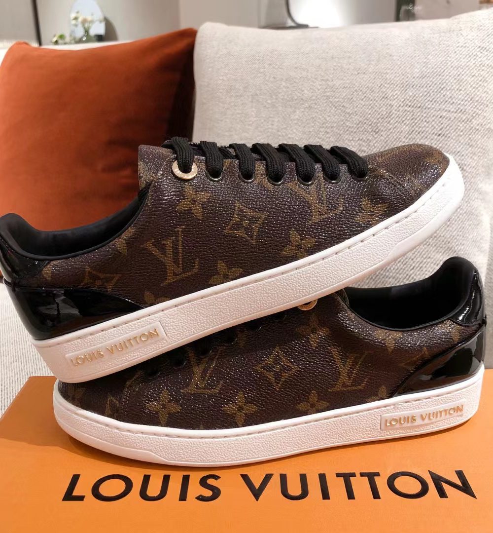 Louis Vuitton Time Out Sneaker Patent Monogram Material Brown For Women LV 1A8FJM