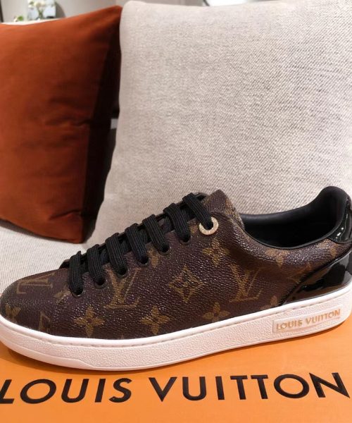 Louis Vuitton Time Out Sneaker Patent Monogram Material Brown For Women LV 1A8FJM