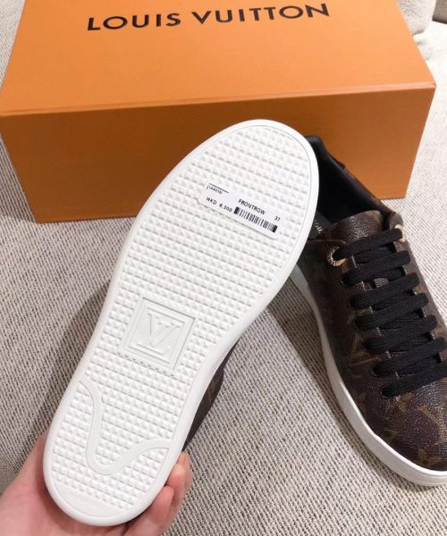 Louis Vuitton Time Out Sneaker Patent Monogram Material Brown For Women LV 1A8FJM
