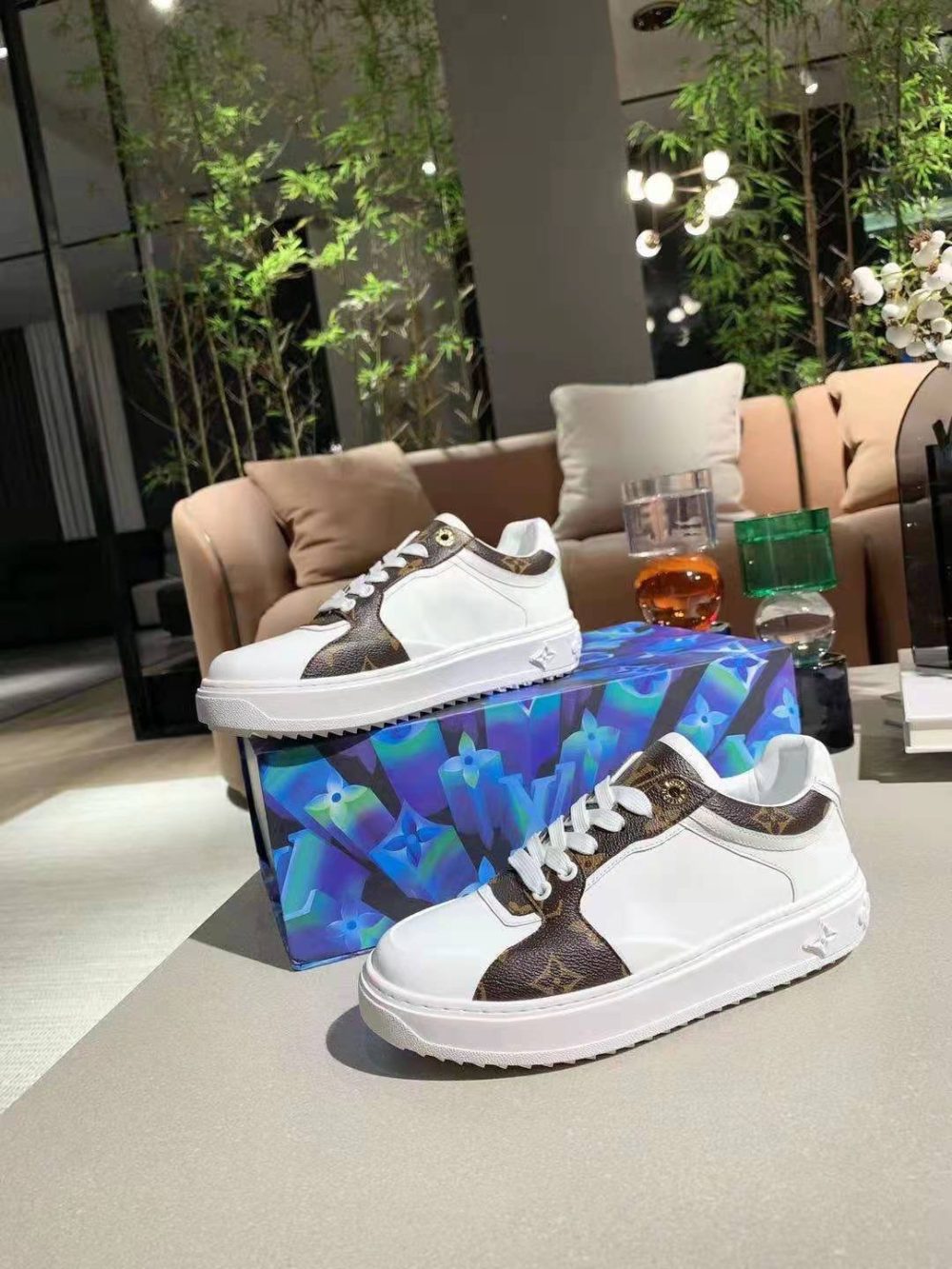 Louis Vuitton Time Out Sneaker White/Brown For Women LV - Image 4
