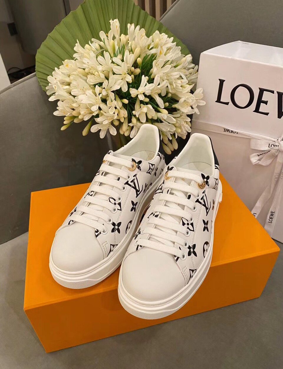 Louis Vuitton Time Out Sneakers White/Black For Women LV