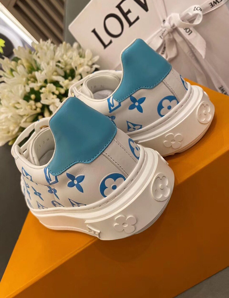 Louis Vuitton Time Out Sneakers White/Blue For Women LV