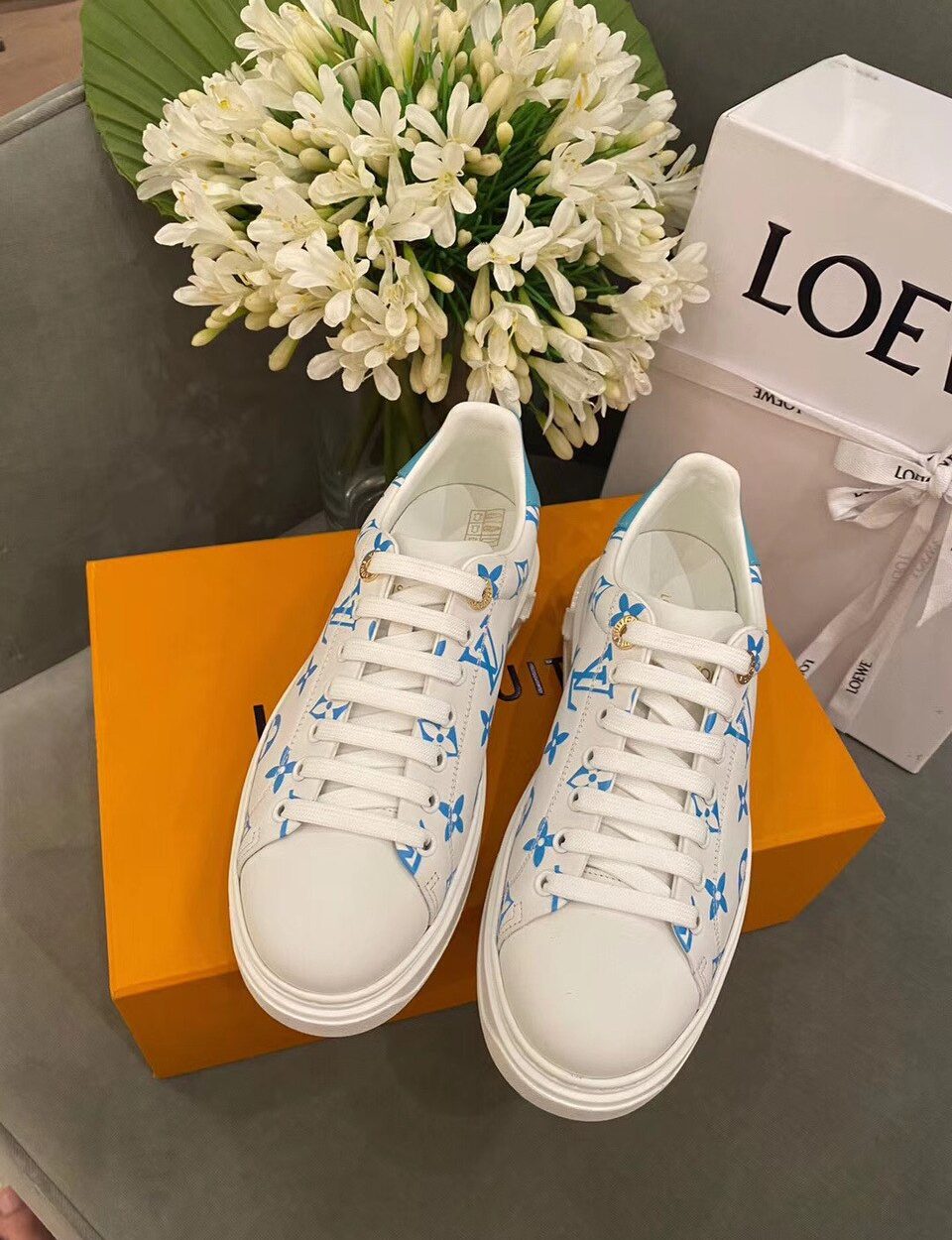 Louis Vuitton Time Out Sneakers White/Blue For Women LV