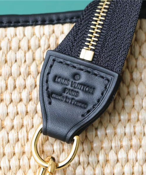 1:1 Replica Louis Vuitton Toiletry Pouch on Chain Raffia Natural /Black For Women, Women's Wallets 9.8in/25cm LV M81366