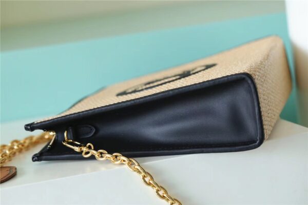 Louis Vuitton Toiletry Pouch on Chain Raffia Natural /Black For Women, Women's Wallets 9.8in/25cm LV M81366