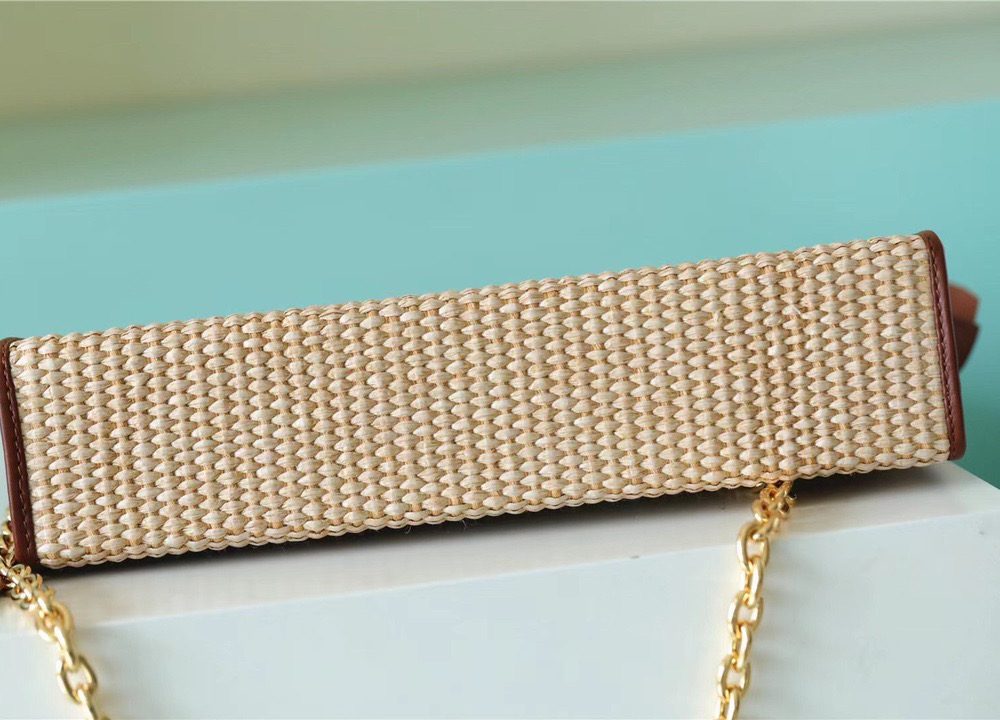 1:1 Replica Louis Vuitton Toiletry Pouch on Chain Raffia Natural /Ceramel Brown For Women, Women's Wallets 9.8in/25cm LV
