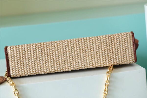 Louis Vuitton Toiletry Pouch on Chain Raffia Natural /Ceramel Brown  For Women, Women's Wallets 9.8in/25cm LV