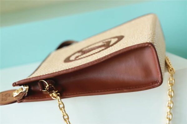 Louis Vuitton Toiletry Pouch on Chain Raffia Natural /Ceramel Brown  For Women, Women's Wallets 9.8in/25cm LV