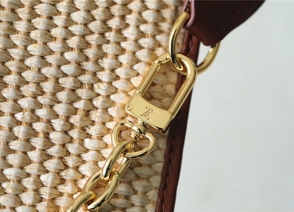 1:1 Replica Louis Vuitton Toiletry Pouch on Chain Raffia Natural /Ceramel Brown For Women, Women's Wallets 9.8in/25cm LV