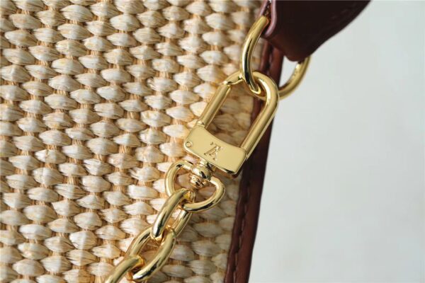 Louis Vuitton Toiletry Pouch on Chain Raffia Natural /Ceramel Brown  For Women, Women's Wallets 9.8in/25cm LV