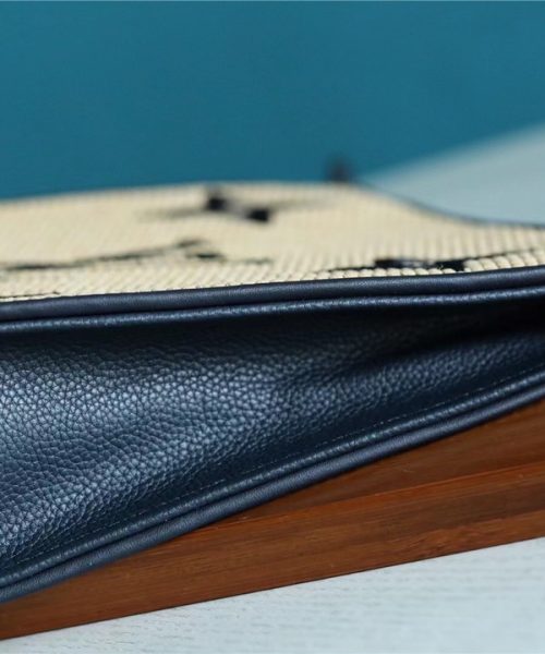 1:1 Replica Louis Vuitton Toiletry Pouch Raffia Natural /Black For Women, Women's Wallets 9.8in/25cm LV